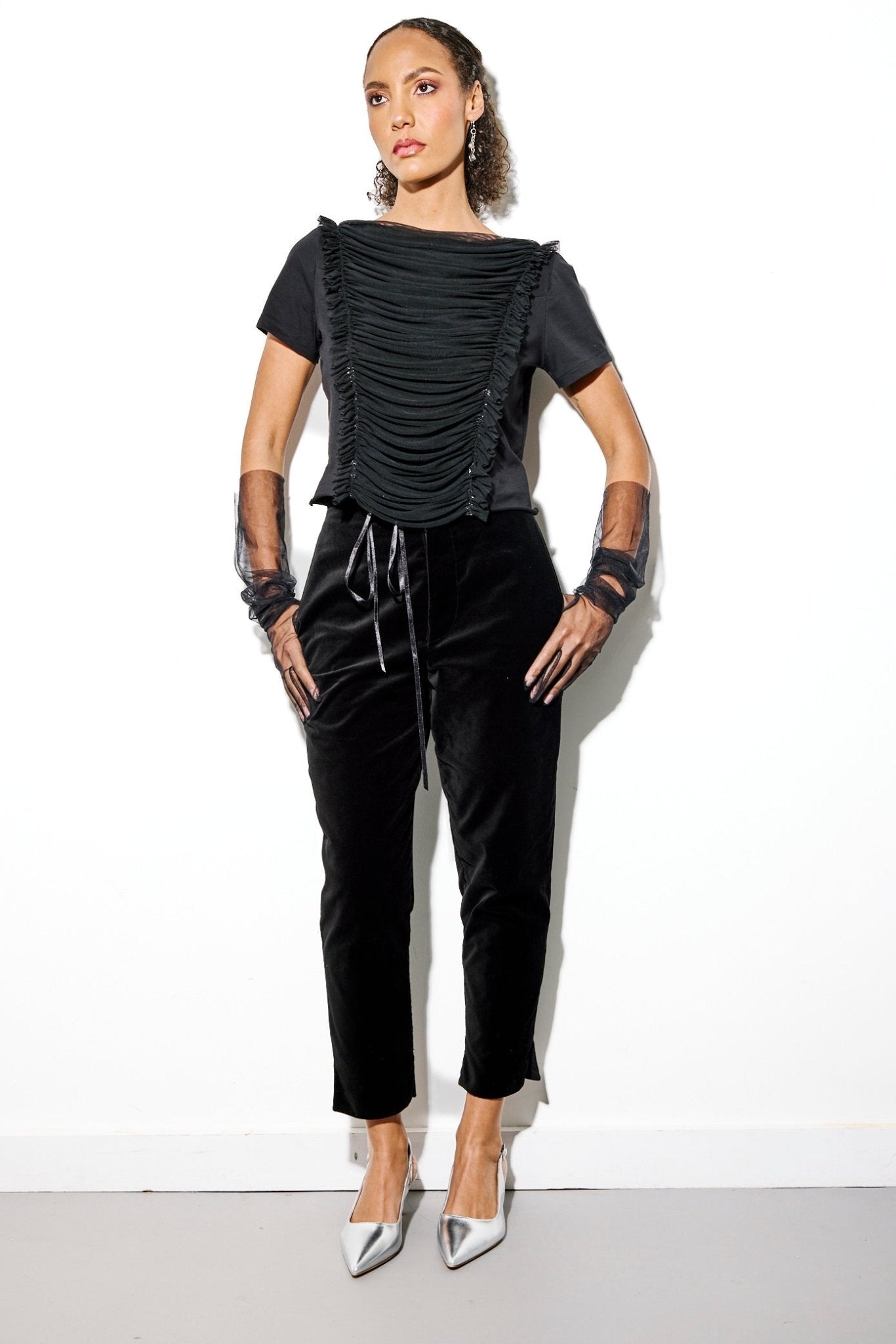 Black draped t-shirt - Nicole Quadrio