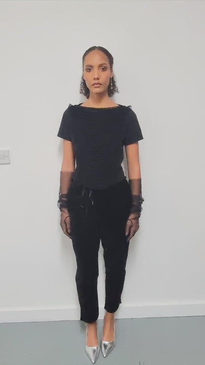 Black draped t-shirt