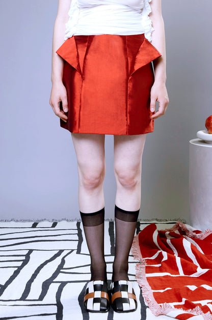 Red silk futuristic skirt - My Store, quality party skirt, y2k outfit, skirt outfit, red silk skirt